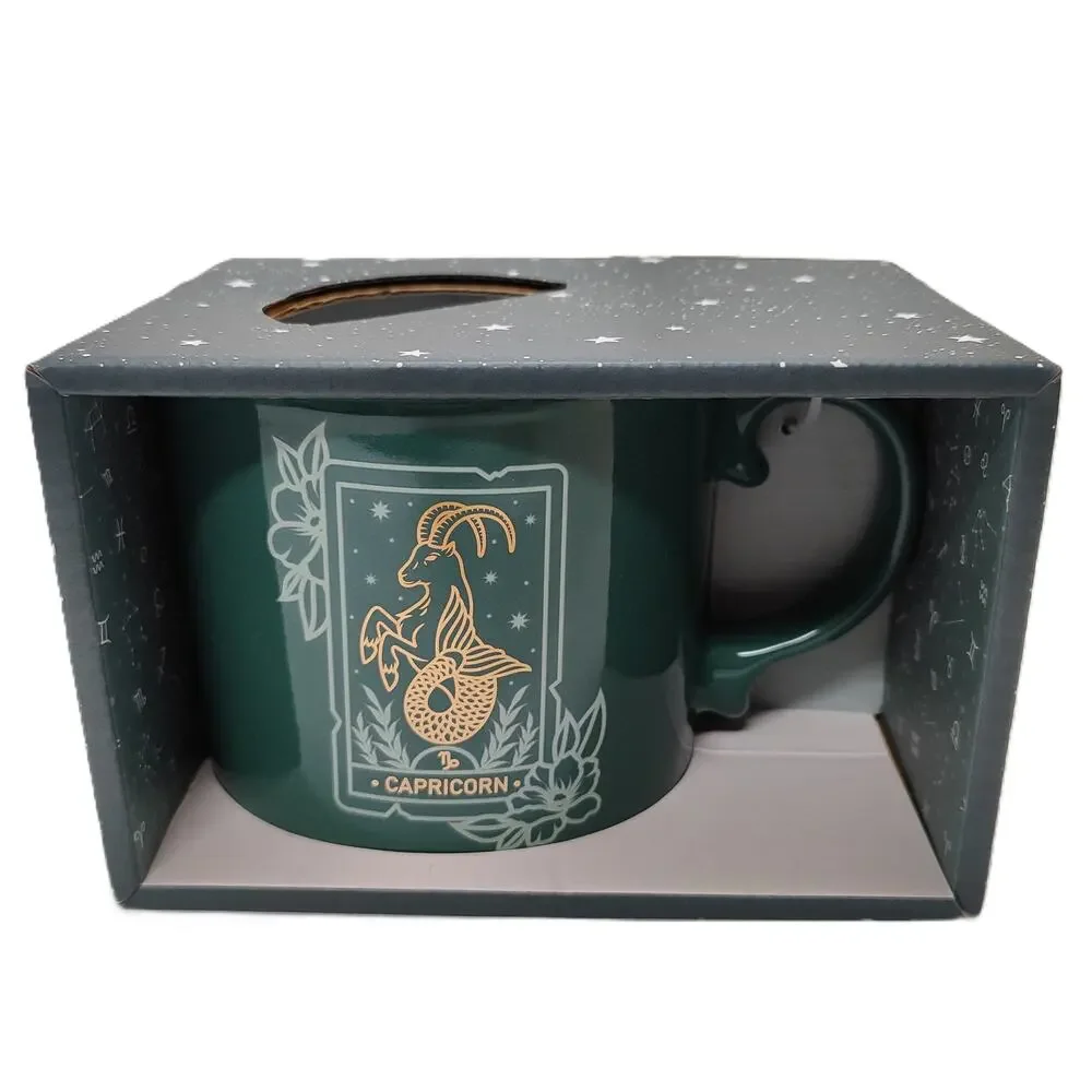 Green & Gold Capricorn Zodiac 18oz Mug New With Gift Box